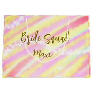Bride squad golden pastel pink colorful glitter br large gift bag