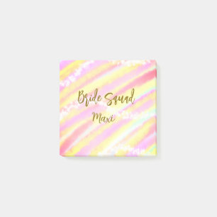Bride squad golden pastel pink colorful glitter br post-it notes