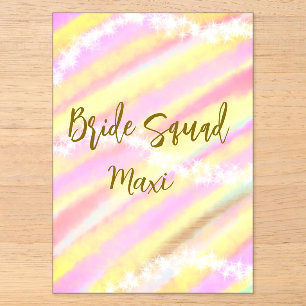 Bride squad golden pastel pink colourful glitter b acrylic invitations