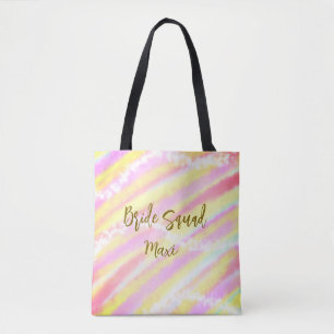 Bride squad golden pastel pink colourful glitter b tote bag