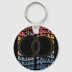 Bride Squad Groovy Bridal Party Bridesmaid  Key Ring
