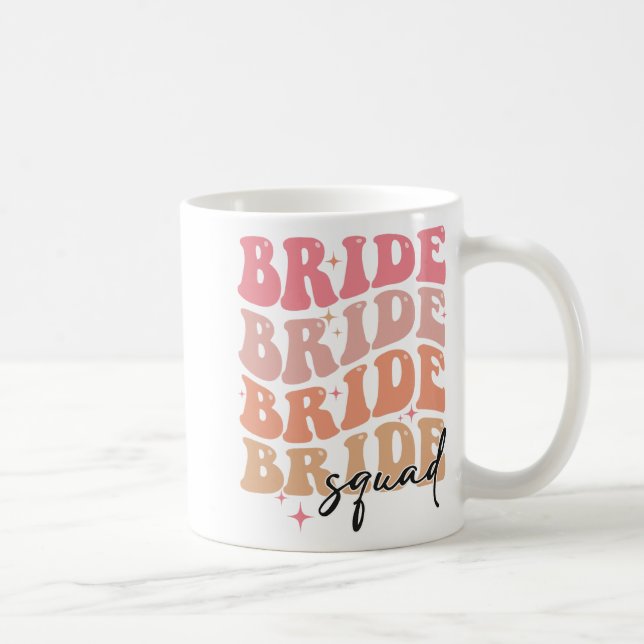 Bride Squad Groovy Theme Bridal Shower Bachelorett Coffee Mug (Right)