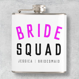 Bride Squad   Hot Pink Bachelorette Bridesmaid Hip Flask