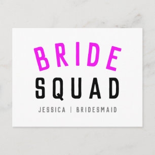 Bride Squad   Hot Pink Bachelorette Bridesmaid Postcard
