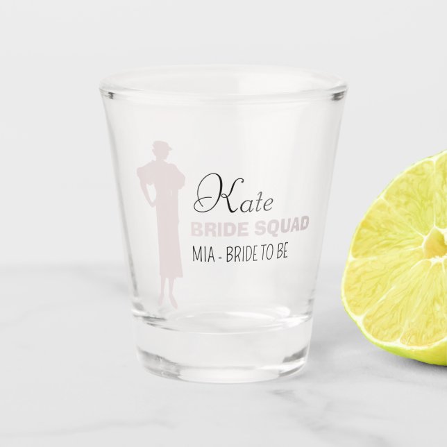 Bride Squad | Hot Pink Bachelorette Bridesmaid Sho Shot Glass (Front)