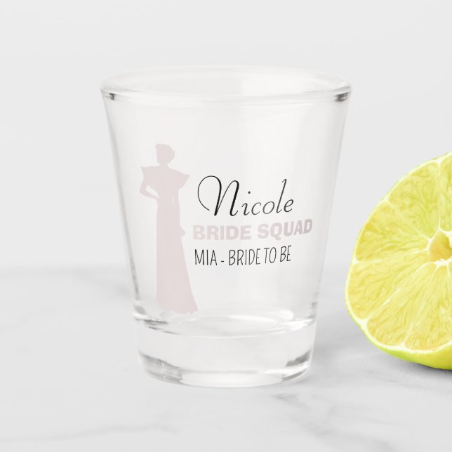 Bride Squad | Hot Pink Bachelorette Bridesmaid Sho Shot Glass (Front)