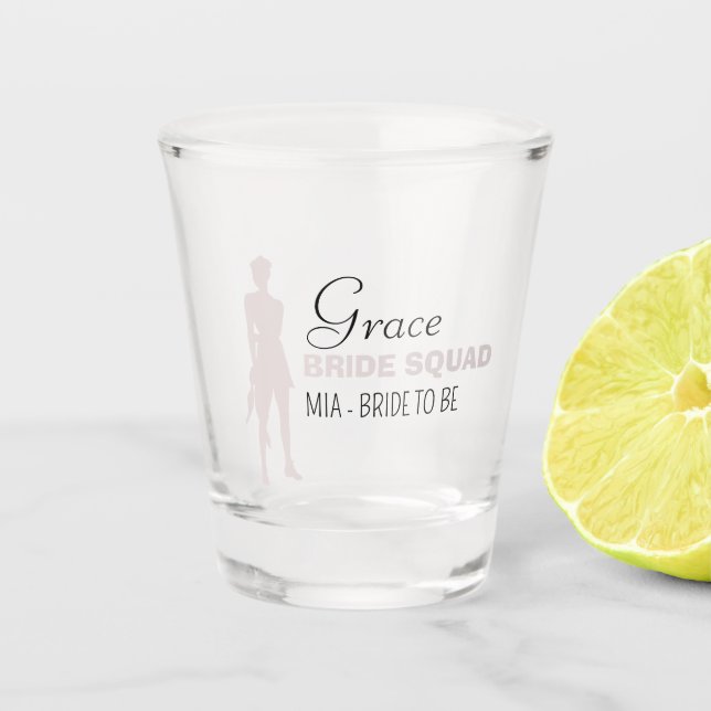 Bride Squad | Hot Pink Bachelorette Bridesmaid  Shot Glass (Front)