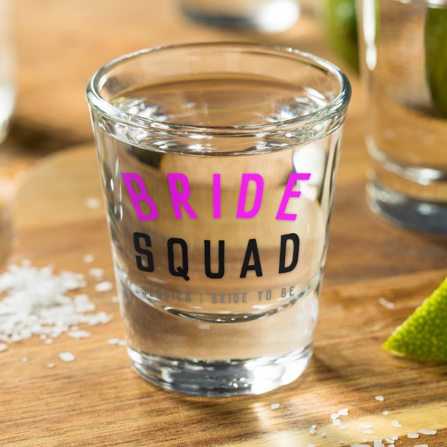 Bride Squad | Hot Pink Bachelorette Bridesmaid Shot Glass (Creator Uploaded)
