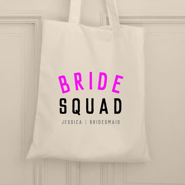 Bride Squad | Hot Pink Bachelorette Bridesmaid Tote Bag (Creator Uploaded)