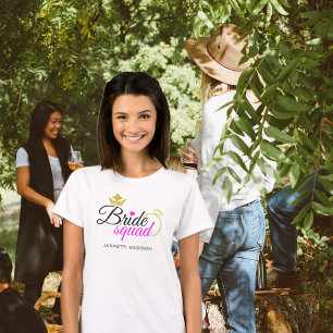 Bride Squad Hot Pink Gold Bachelorette Bridesmaid T-Shirt