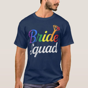 Bride Squad LGBT Rainbow Flag Lesbian Funny Gay Tr T-Shirt