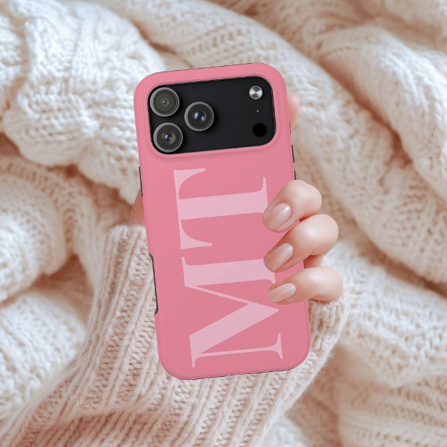 Bride Squad | Modern Pink Monogram Bridesmaid Name (Elegant Custom Initial Phone Case Gift for Women | Bridesmaid Proposal Gift | Christmas Gift for Mom)
