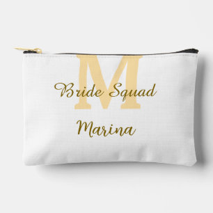 Bride squad monogram golden bridal shower simple accessory pouch