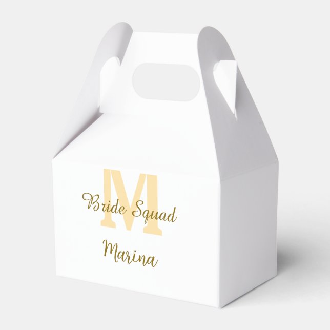 Bride squad monogram golden bridal shower simple  favour box (Front Side)