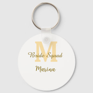Bride squad monogram golden bridal shower simple key ring