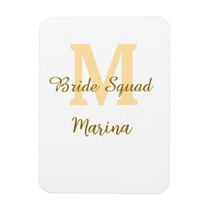 Bride squad monogram golden bridal shower simple magnet
