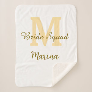 Bride squad monogram golden bridal shower simple sherpa blanket
