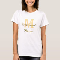 Bride squad monogram golden bridal shower simple 