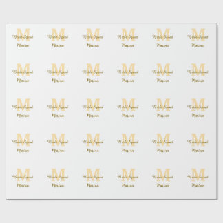 Bride squad monogram golden bridal shower simple wrapping paper