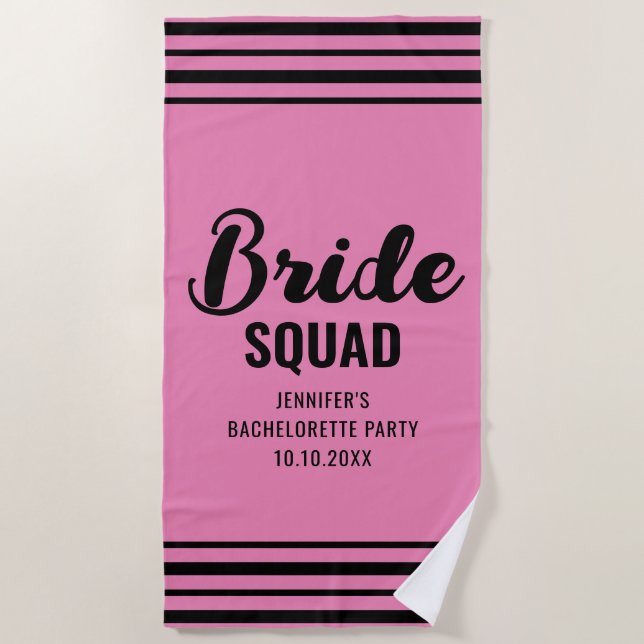 Bride Squad Name Bridal Shower Bachelorette Party Beach Towel (Front)