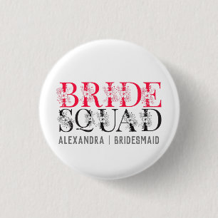 Bride Squad   Pink Bachelorette Party Bridesmaid 3 Cm Round Badge