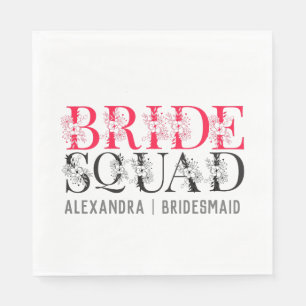 Bride Squad   Pink Bachelorette Party Bridesmaid  Napkin
