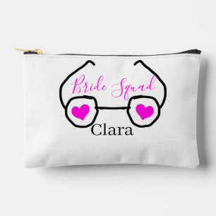 Bride squad pink black googles heart bridesmaid accessory pouch