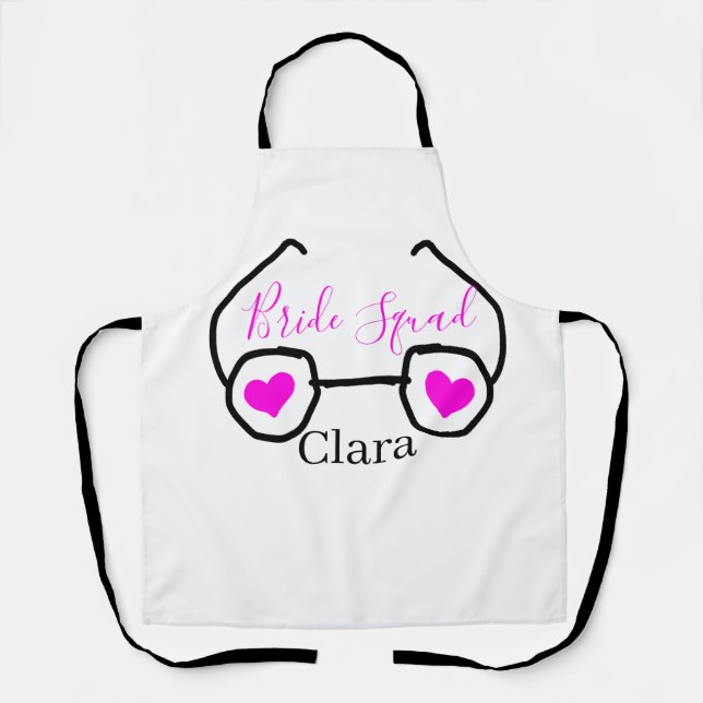 Bride squad pink black googles heart bridesmaid  apron (Front)