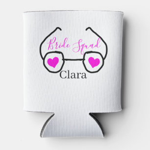 Bride squad pink black googles heart bridesmaid can cooler