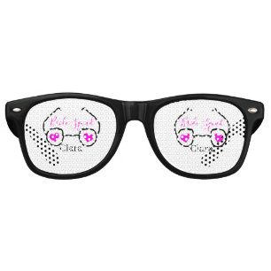 Bride squad pink black googles heart bridesmaid  retro sunglasses