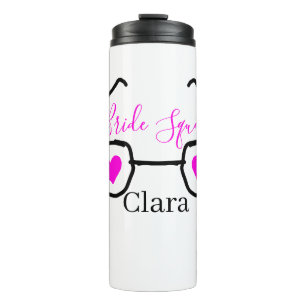 Bride squad pink black googles heart bridesmaid  thermal tumbler