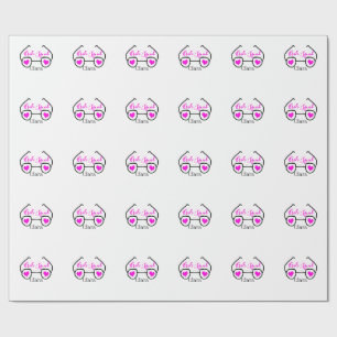 Bride squad pink black googles heart bridesmaid wrapping paper