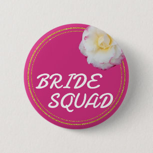 Bride Squad Pink Floral Rose 6 Cm Round Badge