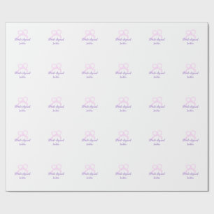 Bride squad pink glitter bow star bridesmaid name wrapping paper