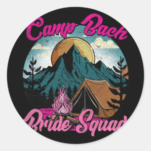 Bride Squad Retro Camping Camp Bachelorette Party Classic Round Sticker