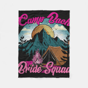 Bride Squad Retro Camping Camp Bachelorette Party Fleece Blanket