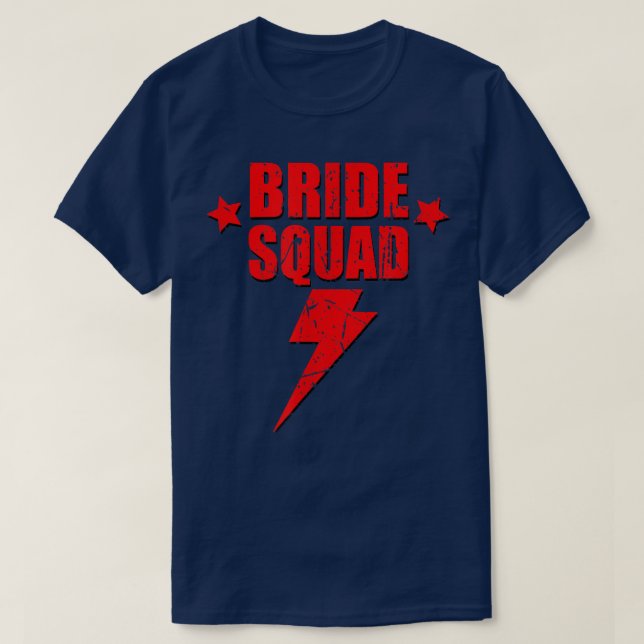 Bride Squad Retro Lightning Bridesmaid Bachelorett T-Shirt (Design Front)