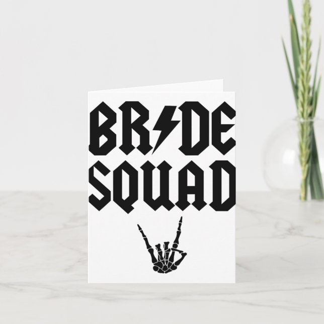 Bride Squad Rock N Roll Skeleton Hand Halloween Ba Card (Front)