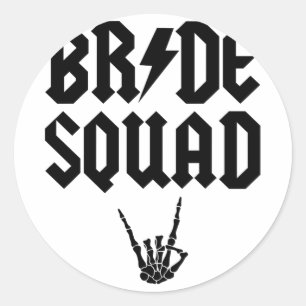 Bride Squad Rock N Roll Skeleton Hand Halloween Ba Classic Round Sticker