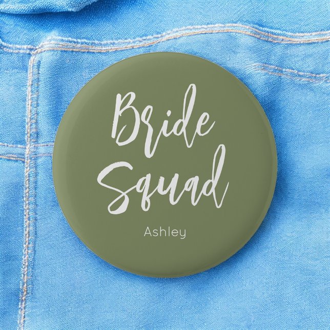 Bride Squad Sage Green White Wedding Button (Creator Uploaded)