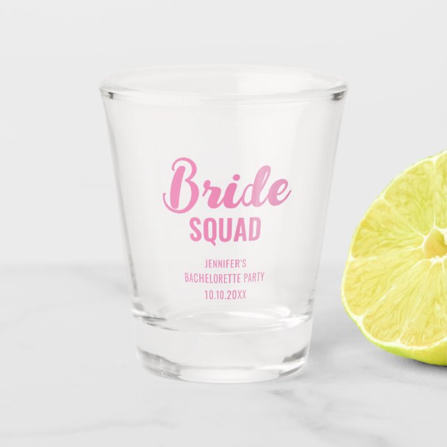 Bride Squad Text Bachelorette Party Bridal Shower Shot Glass (Front)