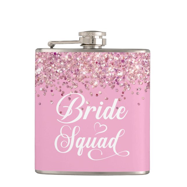 Bride Squad Vinyl Wrapped Flask (Front)