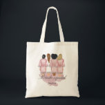 bride squad wedding robes monogram pink tote bag<br><div class="desc">Our "bridesmaids robes" collection features beautiful watercolor women silhouettes in wedding robes for bride and bridesmaids in different robe colours with a collection of various hairstyles. If you don't see a hairstyle that you want feel free to contact us and we will make a special item just for you. Choose...</div>