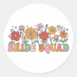 Bride Squad Wildflower Wedding Bridal Party Bachel Classic Round Sticker