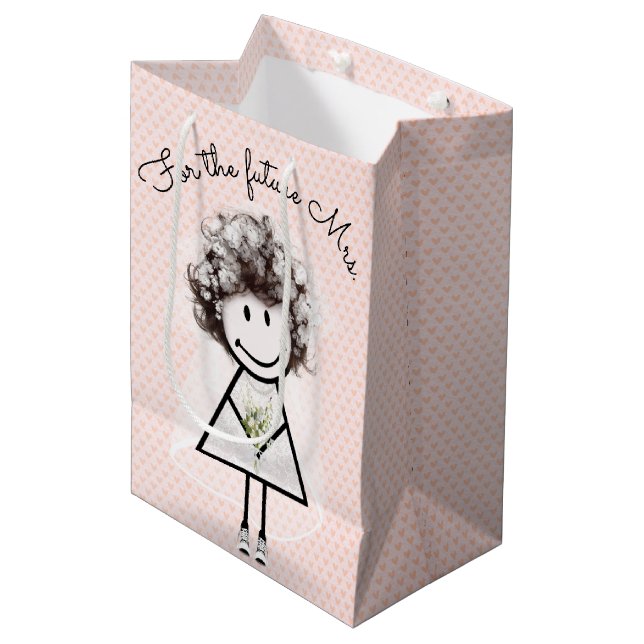 Bride Stick Girl In Lace Dress and Sneakers  Medium Gift Bag (Front Angled)