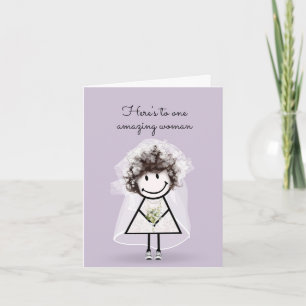 Bride Stick Girl with Sneakers and Daisies Card