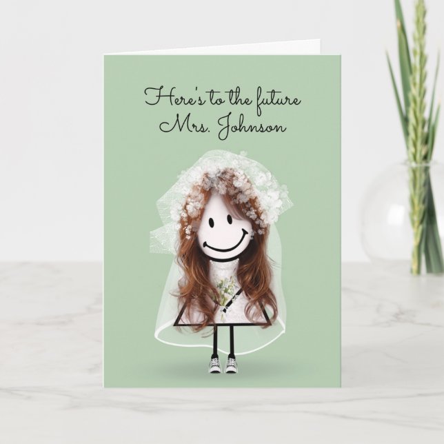 Bride Stick Girl with Sneakers and Daisies Card (Front)