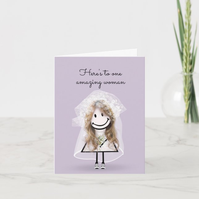 Bride Stick Girl with Sneakers and Daisies Card (Front)