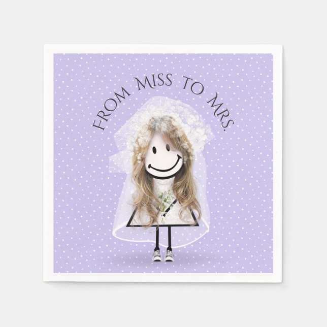 Bride Stick Girl with Sneakers on Dots Napkin (Front)