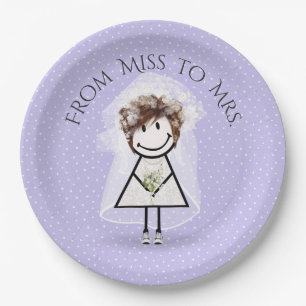 Bride Stick Girl with Sneakers on Dots   Paper Plate